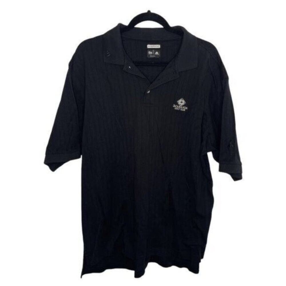 Adidas Mens Shirt Size L Black Striped Short Sleeve Collared Pullover Polo